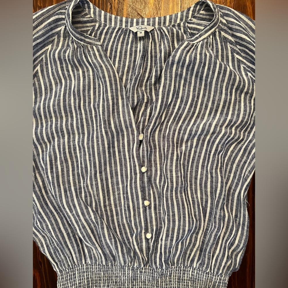 Rails Jasmine Tibet Striped Linen Smocked Dress L… - image 6